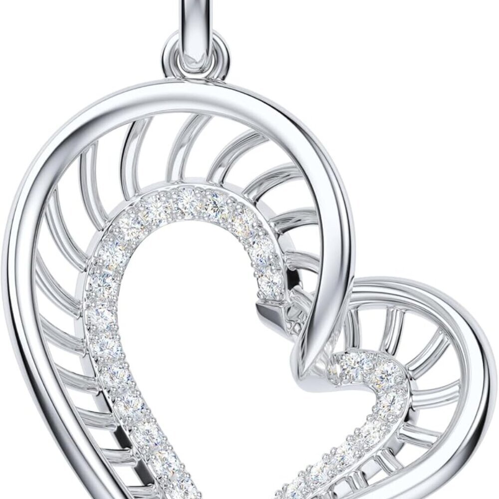 Sterling Silver Moissanite Heart Pendant Necklace 18-20 Inch Adjustable Gift